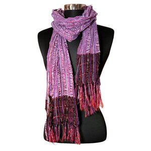 prAna Oversized Lightweight Fringe Scarf Purple Women's OS